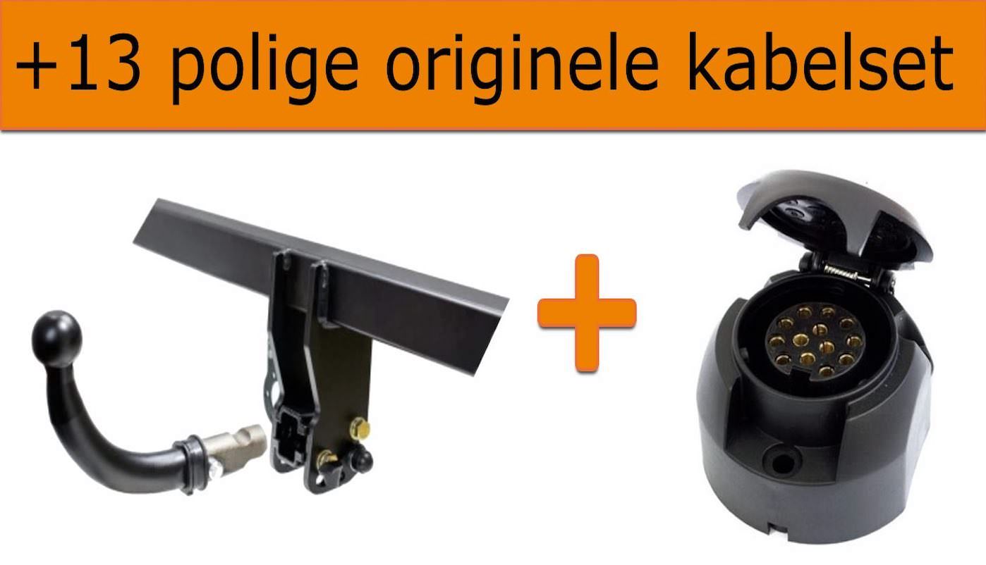 Horizontaal afneembare trekhaak + 13 polige originele kabelset | Nissan Pulsar (type C13) 3/5 deurs, Hatchback | 10/2014 - 12/2018