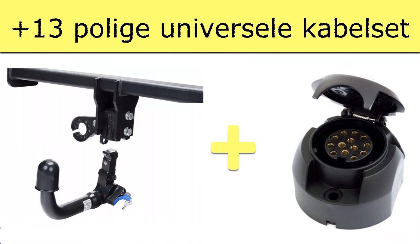 Verticaal afneembare trekhaak + 13 polige universele kabelset