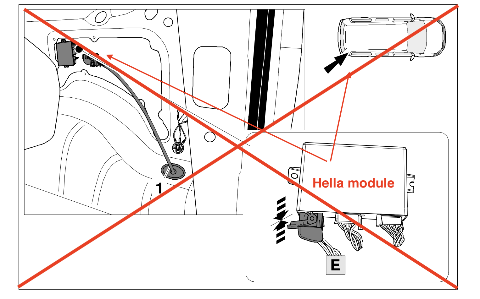 auto ZONDER trailer module Hella achterin voertuig (chassisnummer PR code: 1D7of code 1D0)