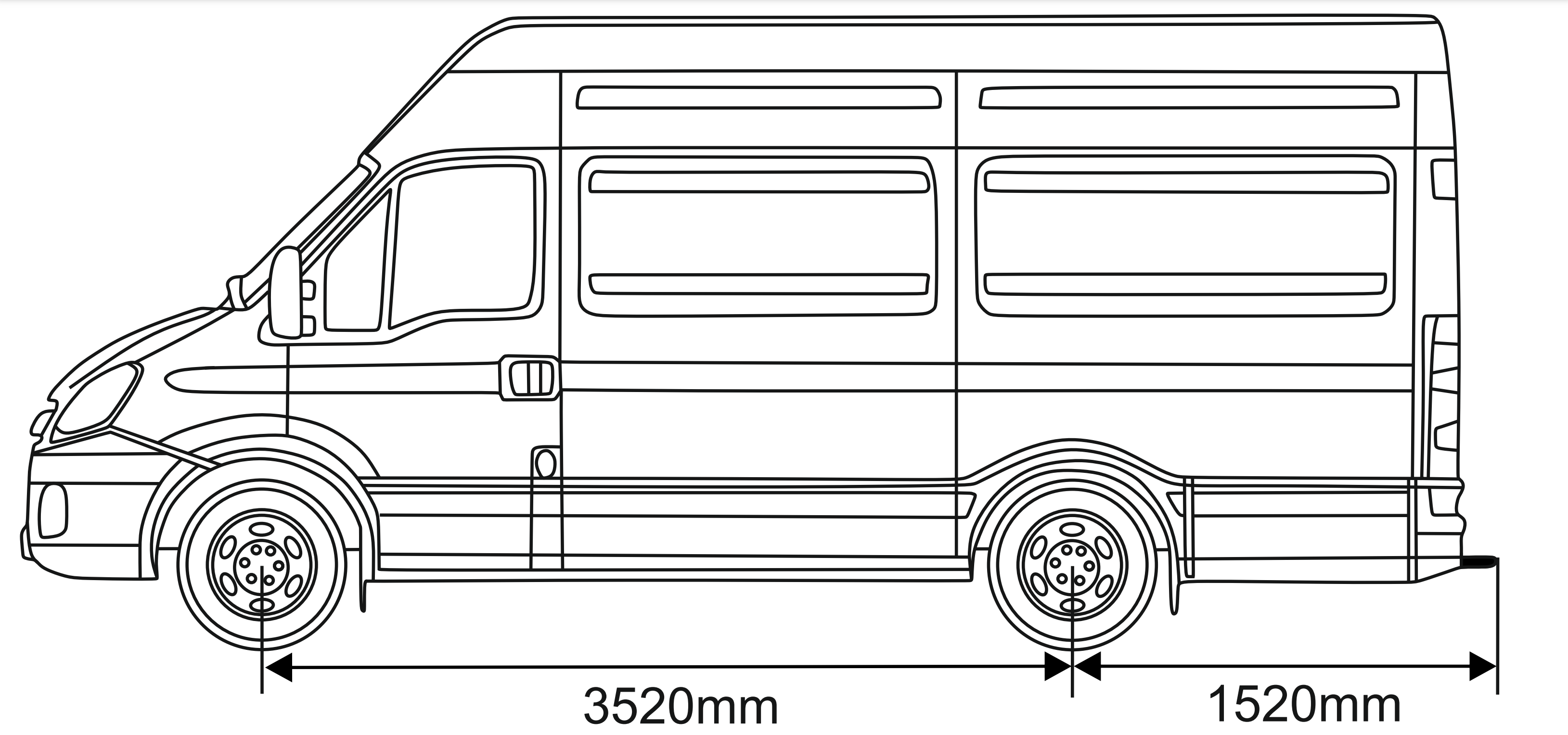 Gemeten overhang 1520 mm.