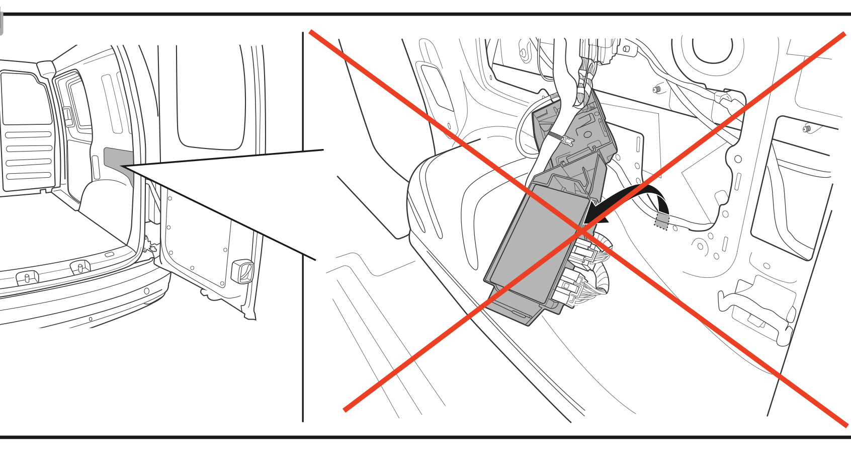 auto ZONDER trailer module rechtsachterin voertuig